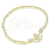Pulsera Elegante 03.299.0032.07 Oro Laminado, Diseño de Bead Expandible y Corazón, con Blanca Zirconia Cubica, Pulido, Tono Dorado (04 MM Thickness, 7 Inches Length)