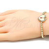 Pulsera Elegante 03.299.0034.07 Oro Laminado, Diseño de Bead Expandible y Candado, con Blanca Zirconia Cubica, Pulido, Tono Dorado (04 MM Thickness, 7 Inches Length)