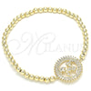 Pulsera Elegante 03.299.0036.07 Oro Laminado, Diseño de Bead Expandible y Niñito Pequeño, con Blanca Zirconia Cubica, Pulido, Tono Dorado (04 MM Thickness, 7 Inches Length)