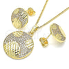 Juego de Arete y Dije de Adulto 10.233.0036.3 Oro Laminado, con Blanca Zirconia Cubica, Pulido, Tono Dorado