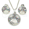 Juego de Arete y Dije de Adulto 10.233.0036.4 Rodio Laminado, con Zirconia Cubica Multicolor, Pulido, Rodinado