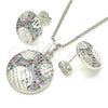 Juego de Arete y Dije de Adulto 10.233.0036.4 Rodio Laminado, con Zirconia Cubica Multicolor, Pulido, Rodinado