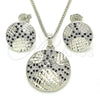 Juego de Arete y Dije de Adulto 10.233.0036.5 Rodio Laminado, con Zirconia Cubica Negro y Blanca, Pulido, Rodinado
