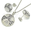 Juego de Arete y Dije de Adulto 10.233.0036.5 Rodio Laminado, con Zirconia Cubica Negro y Blanca, Pulido, Rodinado