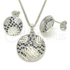 Juego de Arete y Dije de Adulto 10.233.0036.5 Rodio Laminado, con Zirconia Cubica Negro y Blanca, Pulido, Rodinado