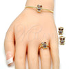 Juego de Arete y Dije de Nino 06.210.0013 Oro Laminado, Diseño de Búho, con Multicolor Zirconia Cubica, Pulido, Tono Dorado