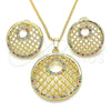 Juego de Arete y Dije de Adulto 10.233.0037 Oro Laminado, con Multicolor Zirconia Cubica, Pulido, Tono Dorado
