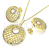 Juego de Arete y Dije de Adulto 10.233.0037 Oro Laminado, con Multicolor Zirconia Cubica, Pulido, Tono Dorado