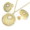Juego de Arete y Dije de Adulto 10.233.0037.1 Oro Laminado, con Negro and Blanca Zirconia Cubica, Pulido, Tono Dorado