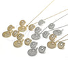Juego de Arete y Dije de Adulto 10.233.0037.1 Oro Laminado, con Negro and Blanca Zirconia Cubica, Pulido, Tono Dorado