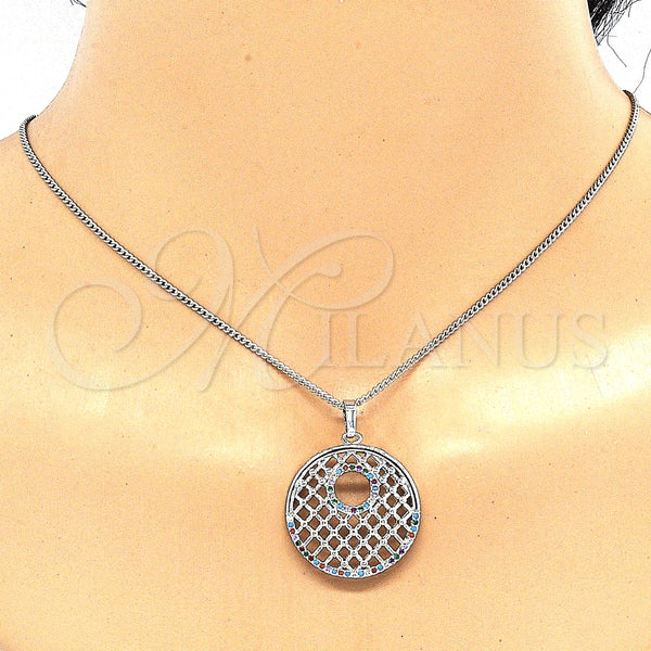 Juego de Arete y Dije de Adulto 10.233.0037.4 Rodio Laminado, con Zirconia Cubica Multicolor, Resinado, Rodinado