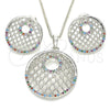 Juego de Arete y Dije de Adulto 10.233.0037.4 Rodio Laminado, con Zirconia Cubica Multicolor, Resinado, Rodinado