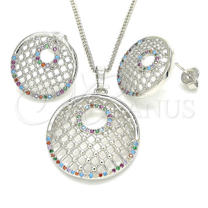 Juego de Arete y Dije de Adulto 10.233.0037.4 Rodio Laminado, con Zirconia Cubica Multicolor, Resinado, Rodinado
