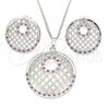 Juego de Arete y Dije de Adulto 10.233.0037.6 Rodio Laminado, con Zirconia Cubica Rubi y Blanca, Pulido, Rodinado