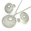 Juego de Arete y Dije de Adulto 10.233.0037.6 Rodio Laminado, con Zirconia Cubica Rubi y Blanca, Pulido, Rodinado