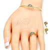 Juego de Arete y Dije de Nino 06.210.0012 Oro Laminado, Diseño de Delfín, con Multicolor Zirconia Cubica, Pulido, Tono Dorado