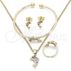 Juego de Arete y Dije de Nino 06.210.0012 Oro Laminado, Diseño de Delfín, con Multicolor Zirconia Cubica, Pulido, Tono Dorado