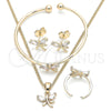 Juego de Arete y Dije de Nino 06.210.0020.1 Oro Laminado, Diseño de Libélula, con Blanca Zirconia Cubica, Pulido, Tono Dorado
