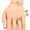 Juego de Arete y Dije de Nino 06.210.0020 Oro Laminado, Diseño de Libélula, con Zirconia Cubica Multicolor, Pulido, Tono Dorado