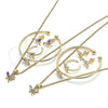 Juego de Arete y Dije de Nino 06.210.0020 Oro Laminado, Diseño de Libélula, con Zirconia Cubica Multicolor, Pulido, Tono Dorado