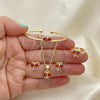 Juego de Arete y Dije de Nino 06.210.0017 Oro Laminado, Diseño de Mariposa, con Zirconia Cubica Multicolor, Pulido, Tono Dorado