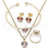 Juego de Arete y Dije de Nino 06.210.0017 Oro Laminado, Diseño de Mariposa, con Zirconia Cubica Multicolor, Pulido, Tono Dorado