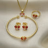 Juego de Arete y Dije de Nino 06.210.0017 Oro Laminado, Diseño de Mariposa, con Zirconia Cubica Multicolor, Pulido, Tono Dorado