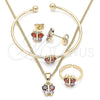 Juego de Arete y Dije de Nino 06.210.0017 Oro Laminado, Diseño de Mariposa, con Zirconia Cubica Multicolor, Pulido, Tono Dorado