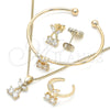 Juego de Arete y Dije de Nino 06.210.0019.1 Oro Laminado, Diseño de Cereza, con Blanca Zirconia Cubica, Pulido, Tono Dorado