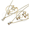 Juego de Arete y Dije de Nino 06.210.0019.1 Oro Laminado, Diseño de Cereza, con Blanca Zirconia Cubica, Pulido, Tono Dorado