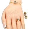 Juego de Arete y Dije de Nino 06.210.0016 Oro Laminado, Diseño de Flor, con Multicolor Zirconia Cubica, Pulido, Tono Dorado