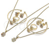Juego de Arete y Dije de Nino 06.210.0016 Oro Laminado, Diseño de Flor, con Multicolor Zirconia Cubica, Pulido, Tono Dorado