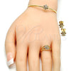 Juego de Arete y Dije de Nino 06.210.0015 Oro Laminado, Diseño de Flor, con Zirconia Cubica Multicolor, Pulido, Tono Dorado
