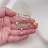 Juego de Arete y Dije de Nino 06.210.0015 Oro Laminado, Diseño de Flor, con Zirconia Cubica Multicolor, Pulido, Tono Dorado
