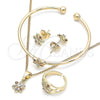 Juego de Arete y Dije de Nino 06.210.0015 Oro Laminado, Diseño de Flor, con Zirconia Cubica Multicolor, Pulido, Tono Dorado