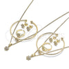 Juego de Arete y Dije de Nino 06.210.0015.1 Oro Laminado, Diseño de Flor, con Micro Pave Blanca, Pulido, Tono Dorado