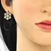 Juego de Arete y Dije de Adulto 10.199.0133 Oro Laminado, con Blanca Micro Pave, Pulido, Tono Dorado
