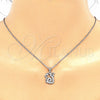 Juego de Arete y Dije de Adulto 10.199.0140 Rodio Laminado, con Zirconia Cubica Blanca, Pulido, Rodinado