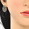 Juego de Arete y Dije de Adulto 10.233.0038.2 Oro Laminado, con Negro and Blanca Zirconia Cubica, Pulido, Tono Dorado