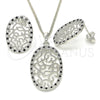 Juego de Arete y Dije de Adulto 10.233.0038.5 Rodio Laminado, con Zirconia Cubica Negro y Blanca, Pulido, Rodinado