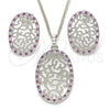 Juego de Arete y Dije de Adulto 10.233.0038.6 Rodio Laminado, con Zirconia Cubica Rubi y Blanca, Pulido, Rodinado