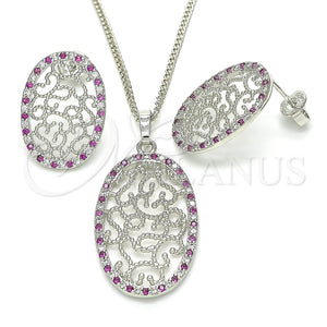 Juego de Arete y Dije de Adulto 10.233.0038.6 Rodio Laminado, con Zirconia Cubica Rubi y Blanca, Pulido, Rodinado