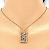Juego de Arete y Dije de Adulto 10.233.0039 Oro Laminado, Diseño de Oja, con Blanca Zirconia Cubica, Pulido, Tono Dorado