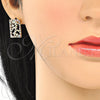 Juego de Arete y Dije de Adulto 10.233.0039.1 Oro Laminado, Diseño de Oja, con Multicolor Zirconia Cubica, Pulido, Tono Dorado