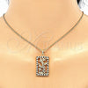 Juego de Arete y Dije de Adulto 10.233.0039.2 Oro Laminado, Diseño de Oja, con Negro and Blanca Zirconia Cubica, Pulido, Tono Dorado