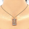 Juego de Arete y Dije de Adulto 10.233.0039.3 Oro Laminado, Diseño de Oja, con Rubi and Blanca Zirconia Cubica, Pulido, Tono Dorado