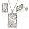 Juego de Arete y Dije de Adulto 10.233.0039.4 Rodio Laminado, Diseño de Oja, con Zirconia Cubica Multicolor, Pulido, Rodinado