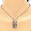 Juego de Arete y Dije de Adulto 10.233.0039.5 Rodio Laminado, Diseño de Oja, con Zirconia Cubica Negro y Blanca, Pulido, Rodinado