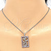 Juego de Arete y Dije de Adulto 10.233.0039.6 Rodio Laminado, Diseño de Oja, con Zirconia Cubica Rubi y Blanca, Pulido, Rodinado