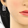 Juego de Arete y Dije de Adulto 10.233.0039.6 Rodio Laminado, Diseño de Oja, con Zirconia Cubica Rubi y Blanca, Pulido, Rodinado
